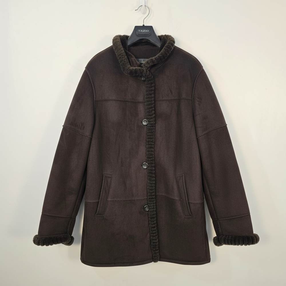 Liz Claiborne Western Sherpa Faux Shearling Coat Brown L